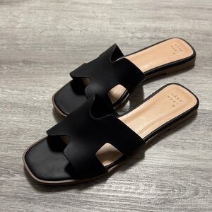a new day Black Slide Sandals